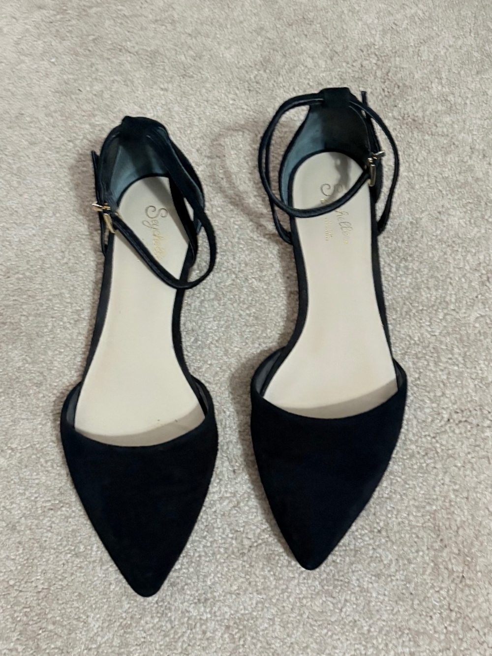 Seychelles Black Ankle Strap Flats